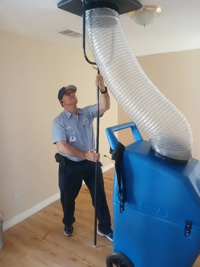 Mini Split Installation technician using HEPA equipment in Horn Lake